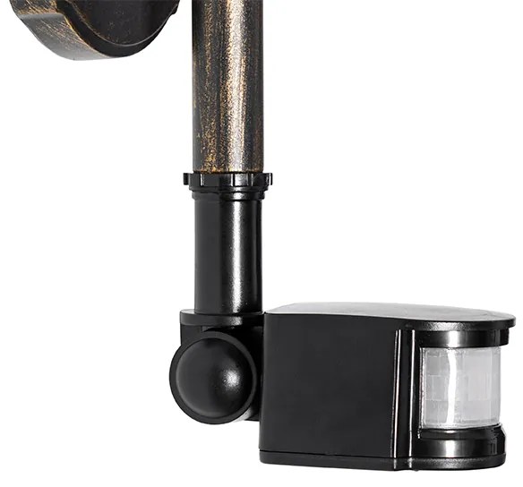 Lampă de perete exterioară auriu antic IP44 cu senzor de mișcare - Daphne