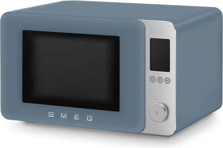 Cuptor cu microunde combinat cu aer cald SMEG Collezione MOC02SBMEU, 900 W, 27 l, 25 de programe, închidere lentă, setări personalizate, albastru