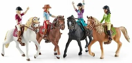 Figurină Schleich 42541 Lisa cu articulațiimobile și cal Storm