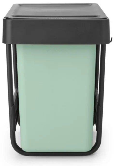 Cos de gunoi colectare selectiva Brabantia Sort&Go 1008862, 2x15 L, Montaj intern cu cadru telescopic, Gri/verde