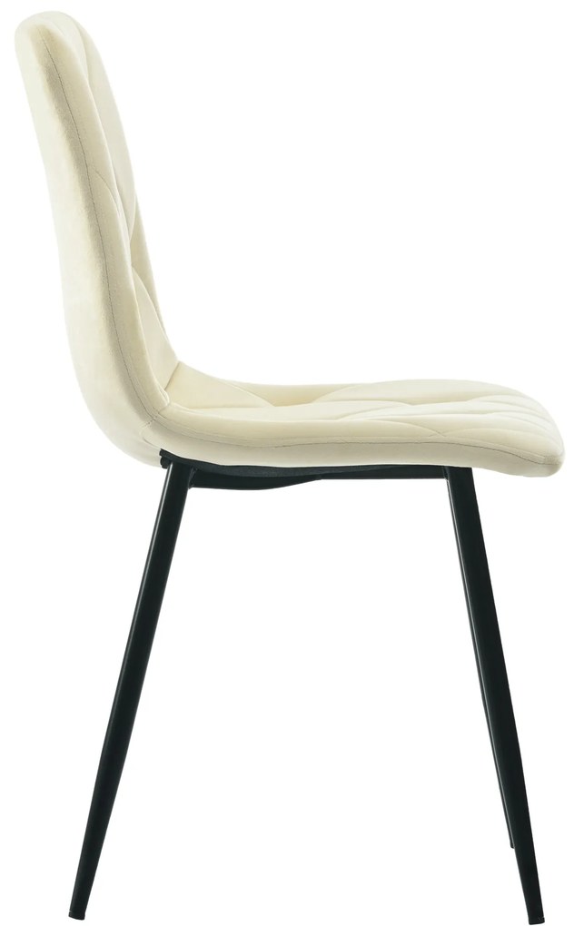 Set de 4 scaune tapițate în catifea twill pentru sala de mese cu spătar, structură din metal, 45x40x86 cm, Bej