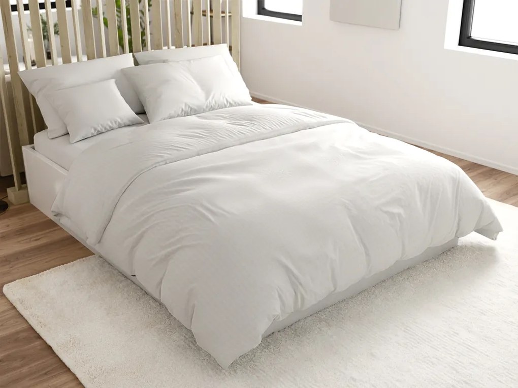 Lenjerie de pat creponata STANDO alba cu buzunar hotelier Dimensiune lenjerie de pat: 70 x 90 cm | 140 x 200 cm