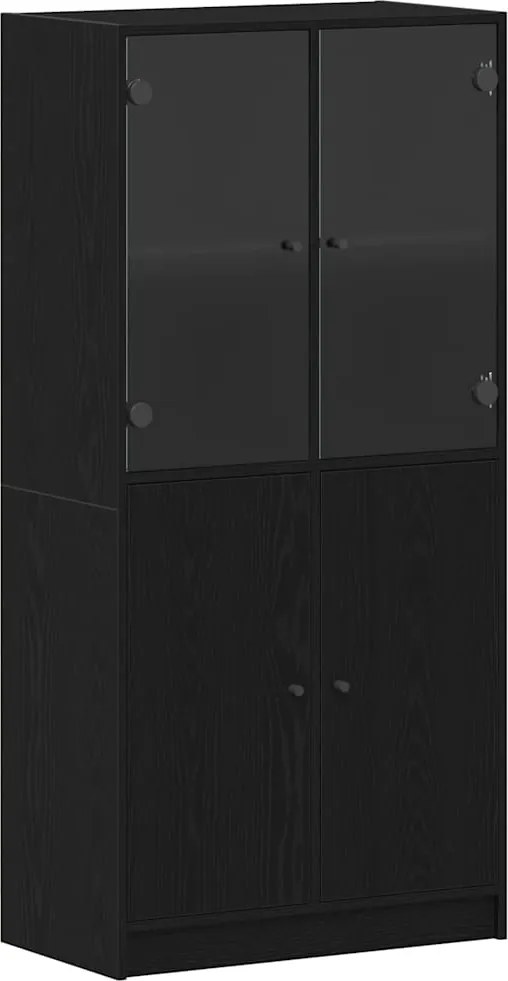 vidaXL Bufet Stejar Negru 68 x 37 x 142 cm