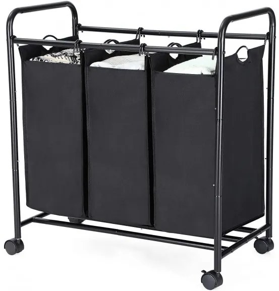 Cos De Rufe Cu Roti, Negru, 77 x 41 x 81.5 cm