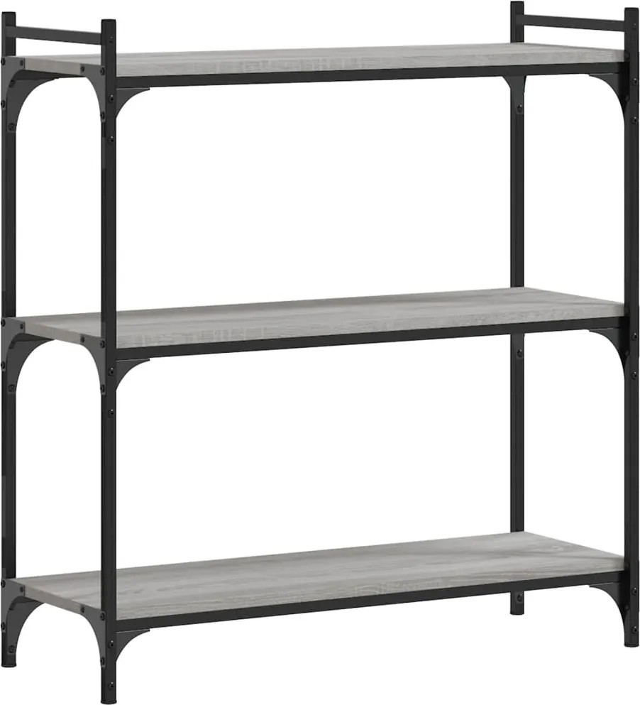 vidaXL Bibliotecă cu 3 niveluri gri sonoma 80x30x86 cm, lemn prelucrat