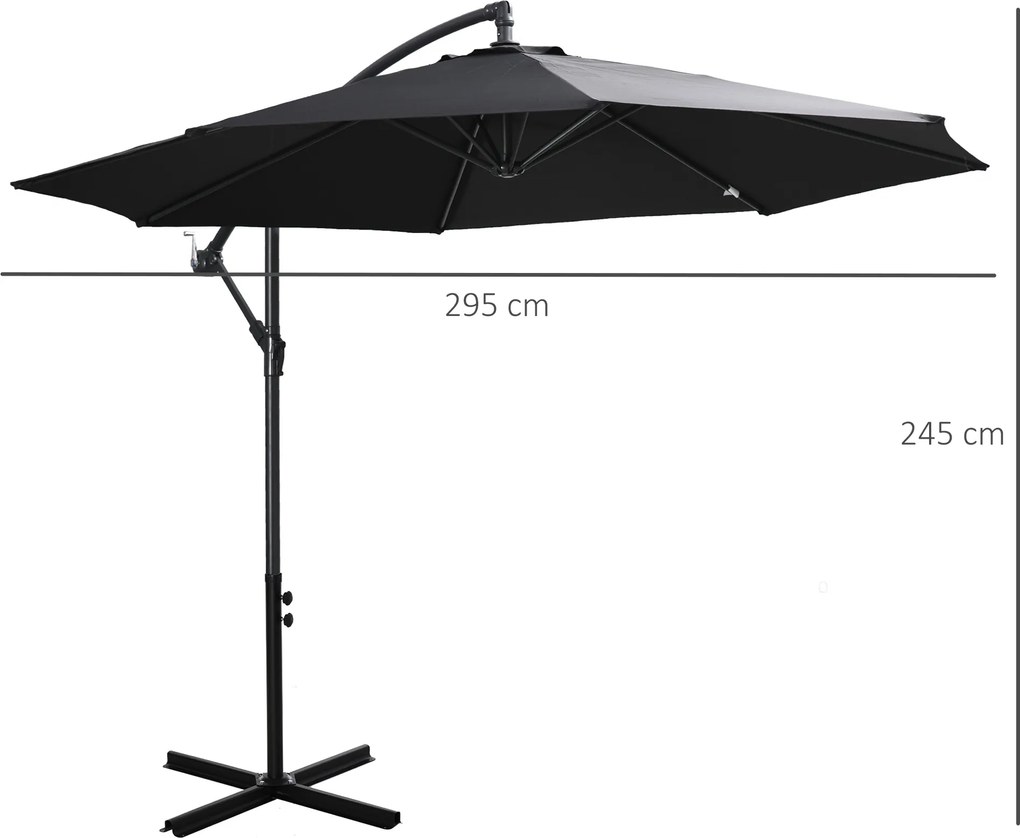 Outsunny Umbrelă pendul Umbrelă de soare cu manivelă | Aosom Romania