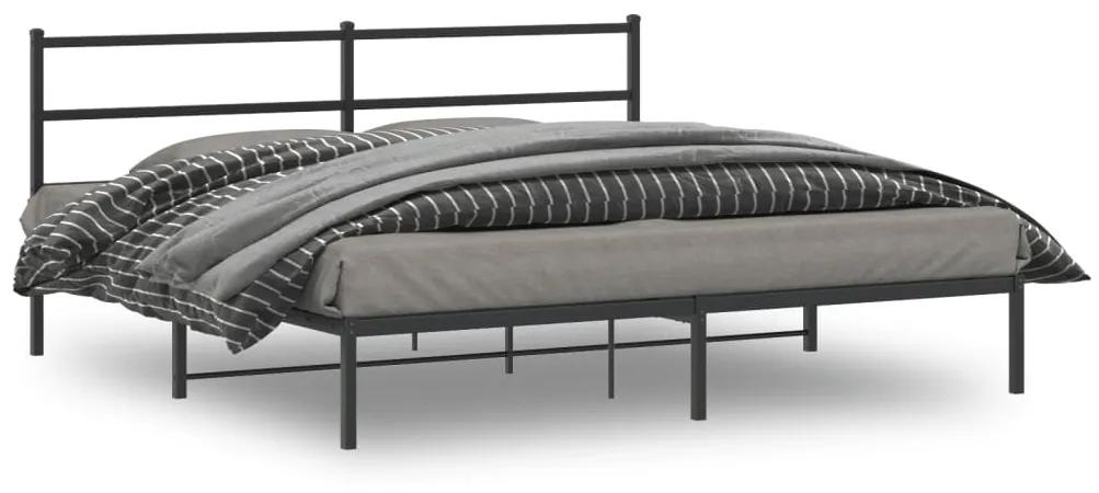 355369 vidaXL Cadru de pat metalic cu tăblie, negru, 180x200 cm