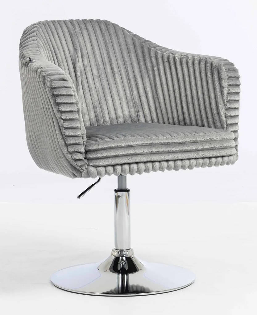 HR832N Scaun Gri Teddy Cord cu Bază Cromata