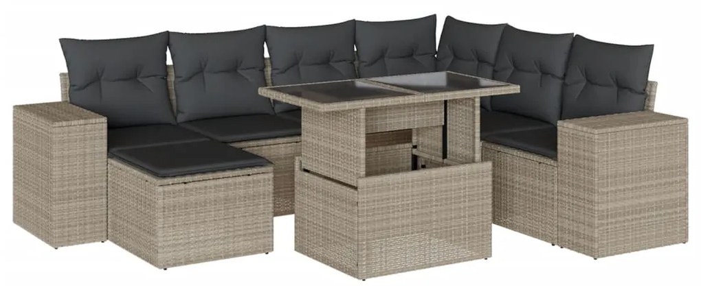 3269332 vidaXL Set mobilier de grădină cu perne, 8 piese gri deschis poliratan