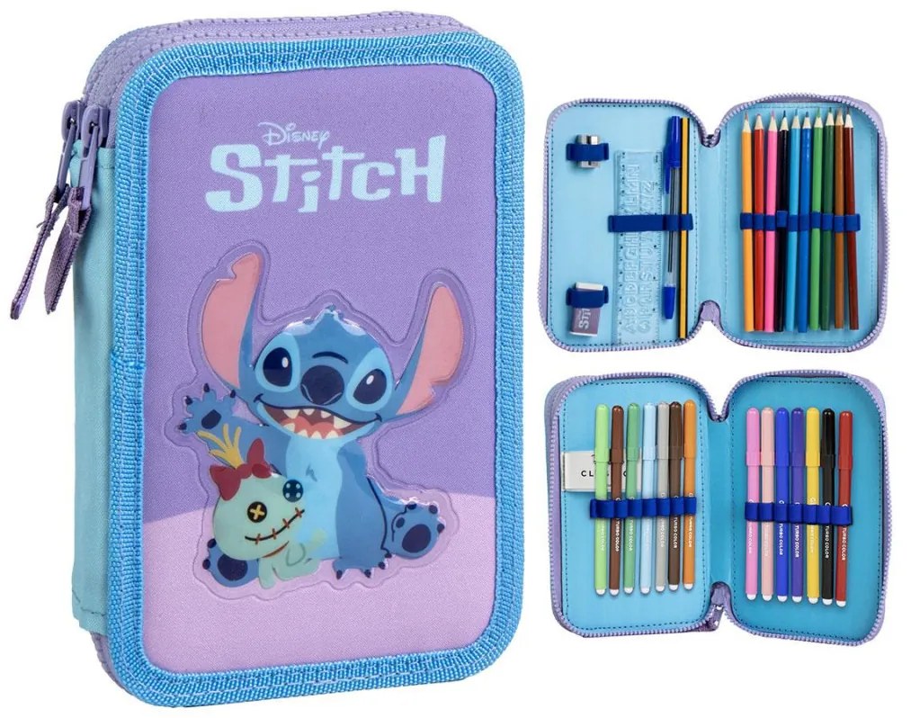 Disney Lilo și Stitch Scrump penar umplut cu 2 niveluri