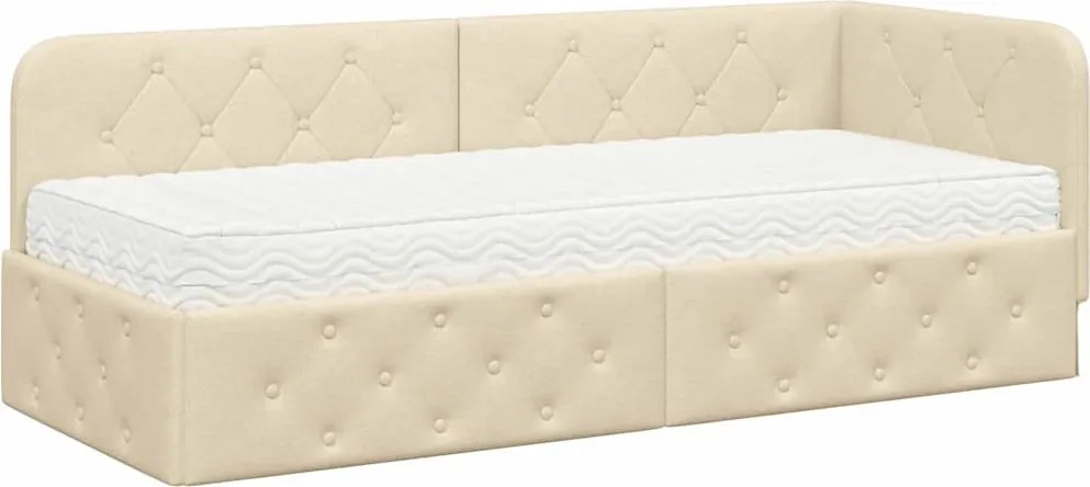 vidaXL Cadru de pat colțar Crem 80 x 200 cm țesătură