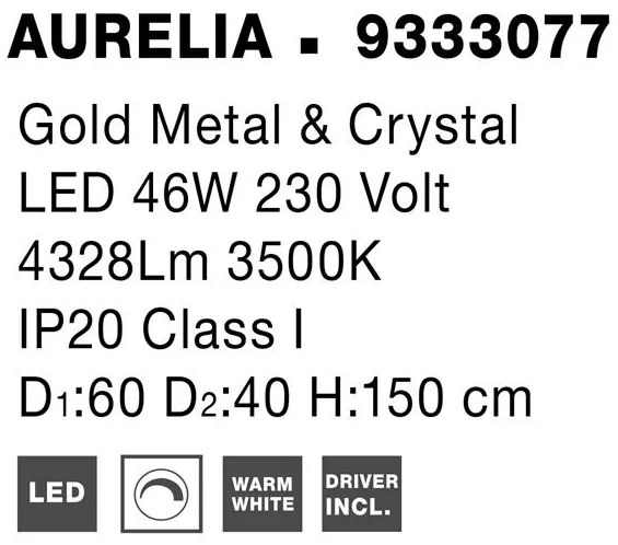 Lustra LED suspendata cristal design elegant AURELIA 46W