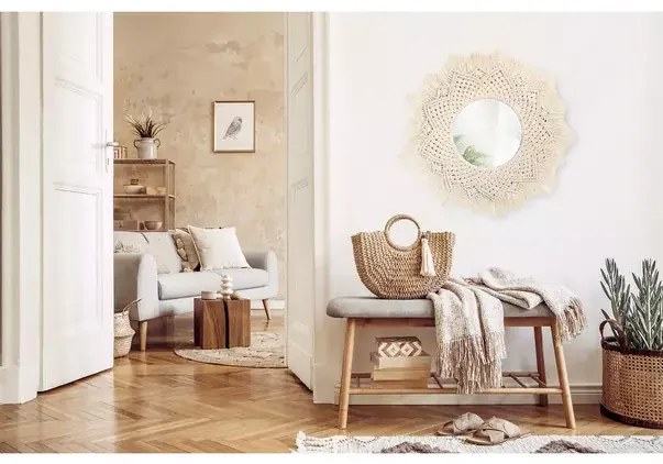 Oglinda rotunda Rea Boho 322051 bej 60 cm