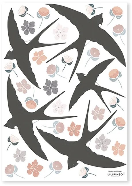 Sticker A3 (29,7x42cm) - FLOWER&SWALLOW