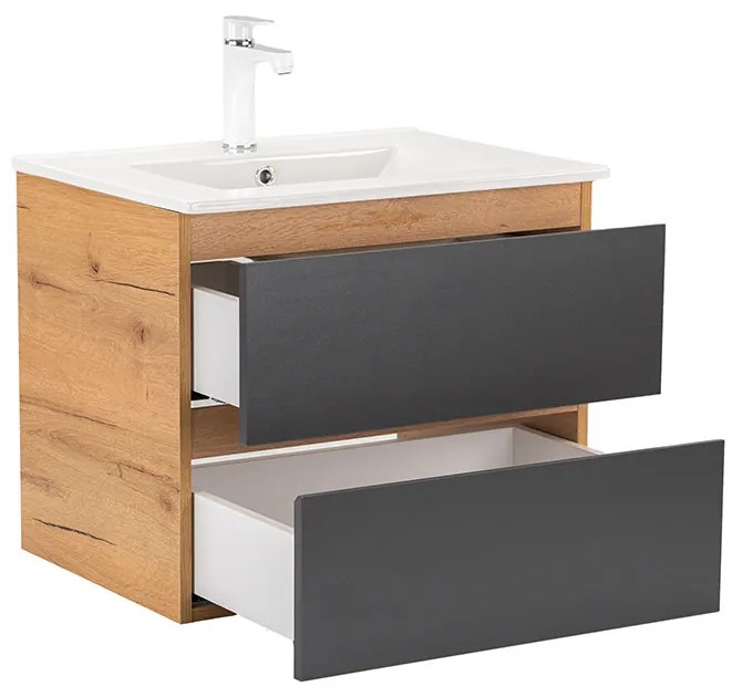 Mobilier complet de baie Vario Forte 60 stejar-antracit