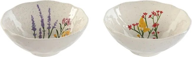 Set 2 boluri din porțelan cu motive florale, 18×18×7,5 cm, „Bloom"