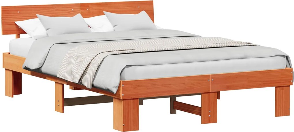 vidaXL Cadru de pat Maroniu cerat 160 x 200 cm Lemn de pin masiv