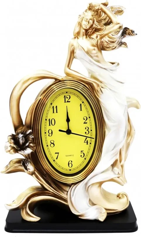 Ceas de masa polirasina auriu alb Women 35 cm