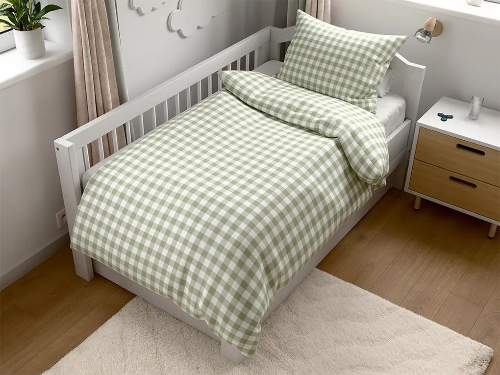 Lenjerie de pat din bumbac pentru patut GRENTIS verde Dimensiune lenjerie de pat: 45 x 65 cm | 90 x 135 cm