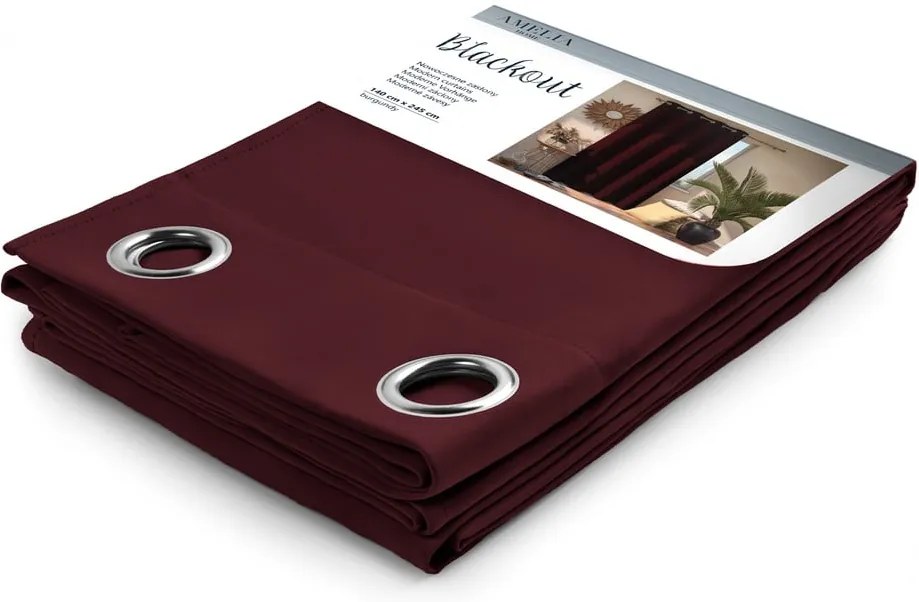 Draperie opacă AmeliaHome Eyelets Burgundy, 140 x 245 cm, vișiniu