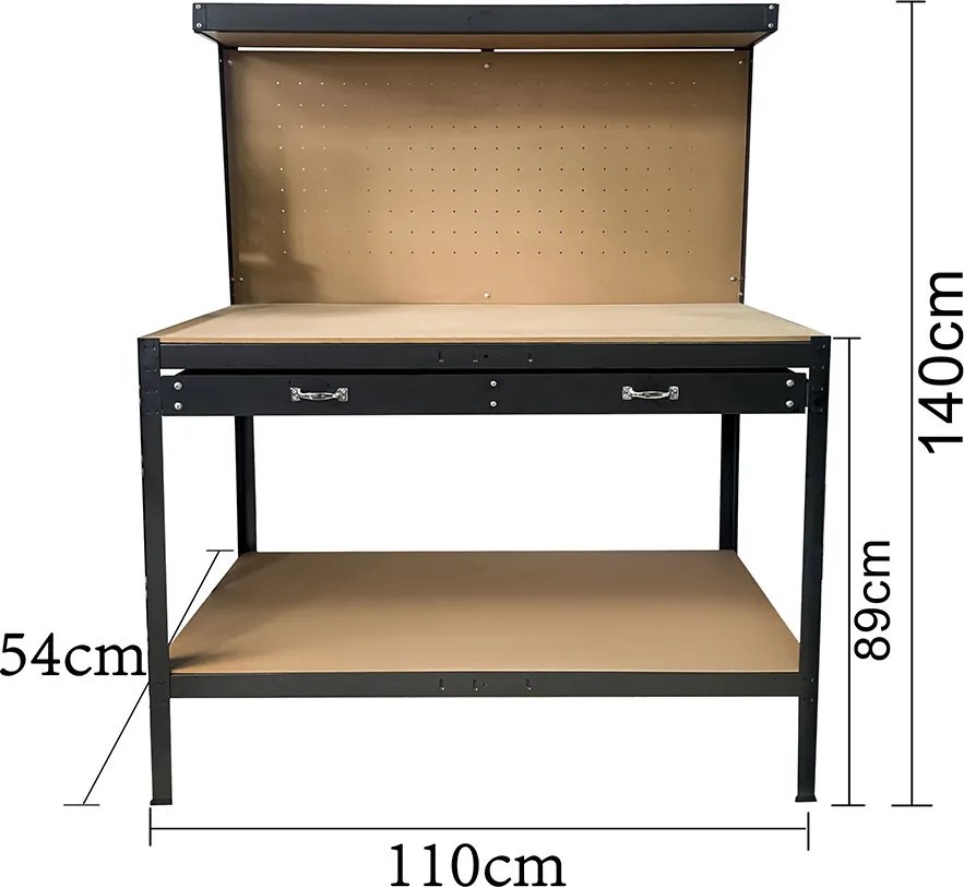 Banc de lucru cu sertar, negru