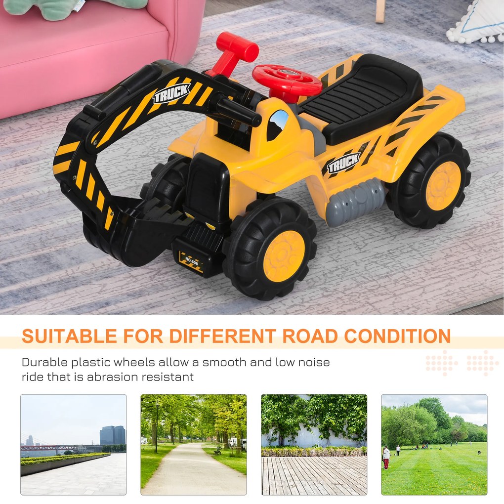 Excavator 4 in 1 HOMCOM, pentru copii 3-8 ani, 98x30x46cm | Aosom Romania