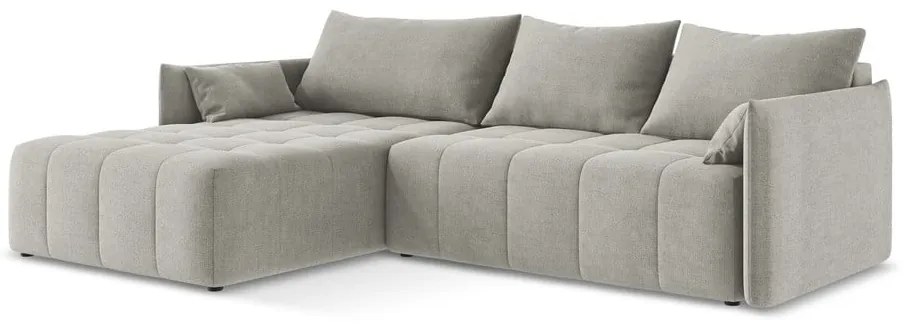 Colțar gri deschis extensibil/cu spațiu de depozitare (cu colț pe partea stângă/cu șezlong) Moku – Makamii