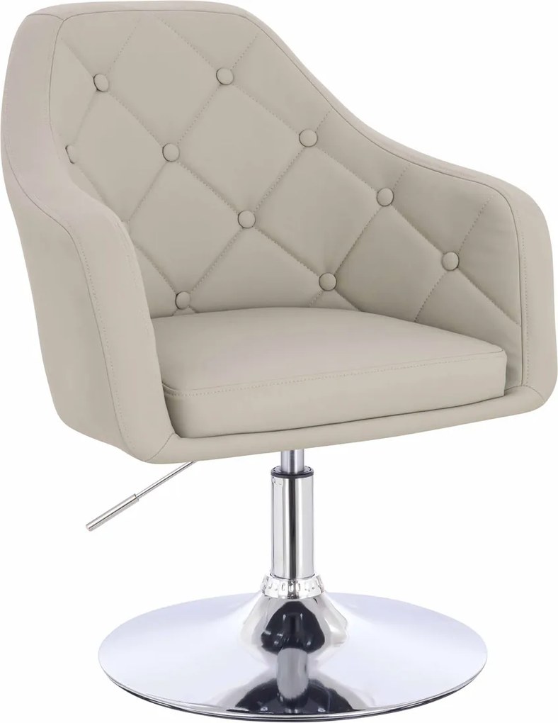 HR831N Scaun Ecru Piele Ecologica Premium Soft cu Bază Cromata