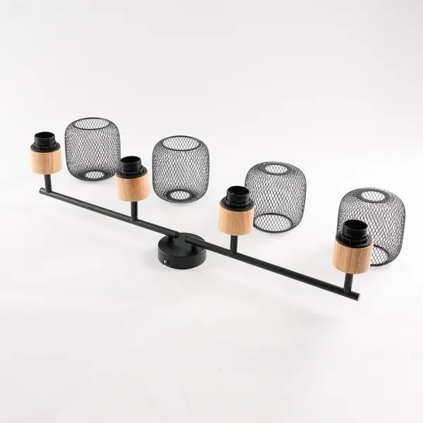 Brilagi - Plafonieră cu spoturi BASKLITE 4xE27/15W/230V lemn de cauciuc/negru