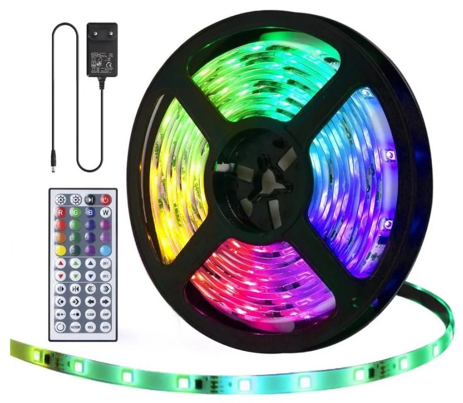 Bandă LED RGB dimabilă de exterior Aigostar 5m LED/24W/12/230V IP65 + telecomandă