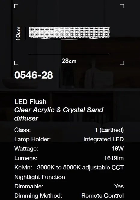 Plafoniera LED cu telecomanda Belle D-28cm