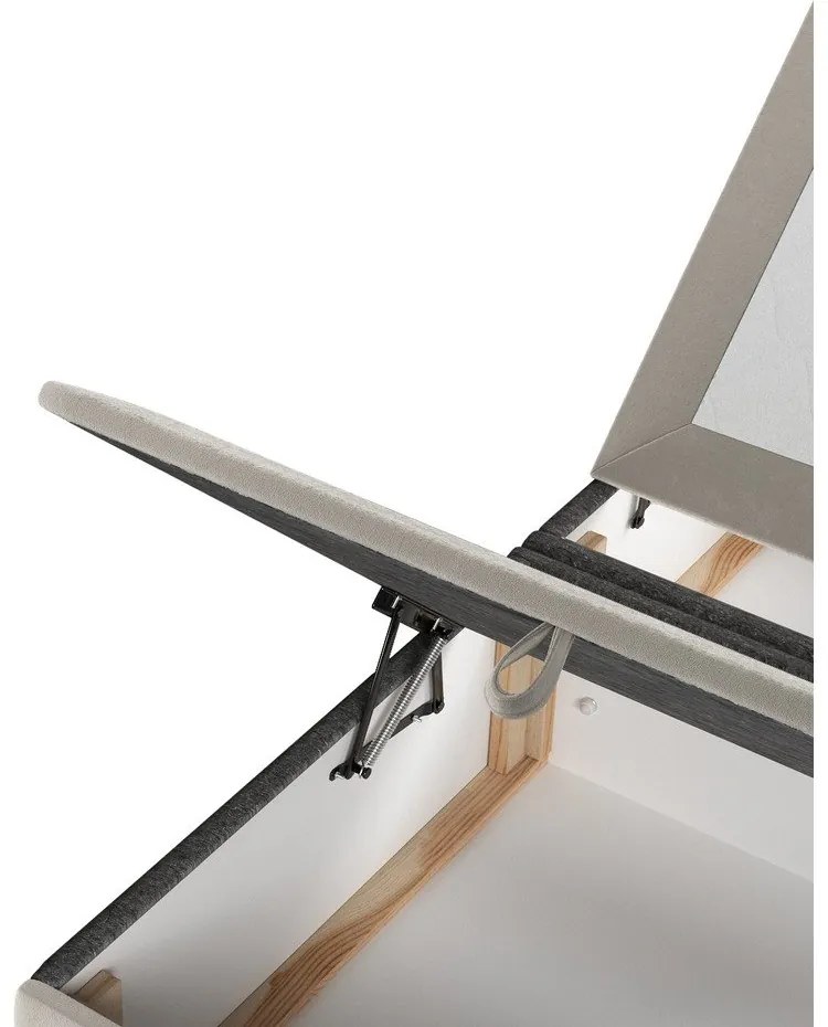 Pat matrimonial crem tapițat cu spațiu de depozitare 200x200 cm Tate – Maison de Rêve