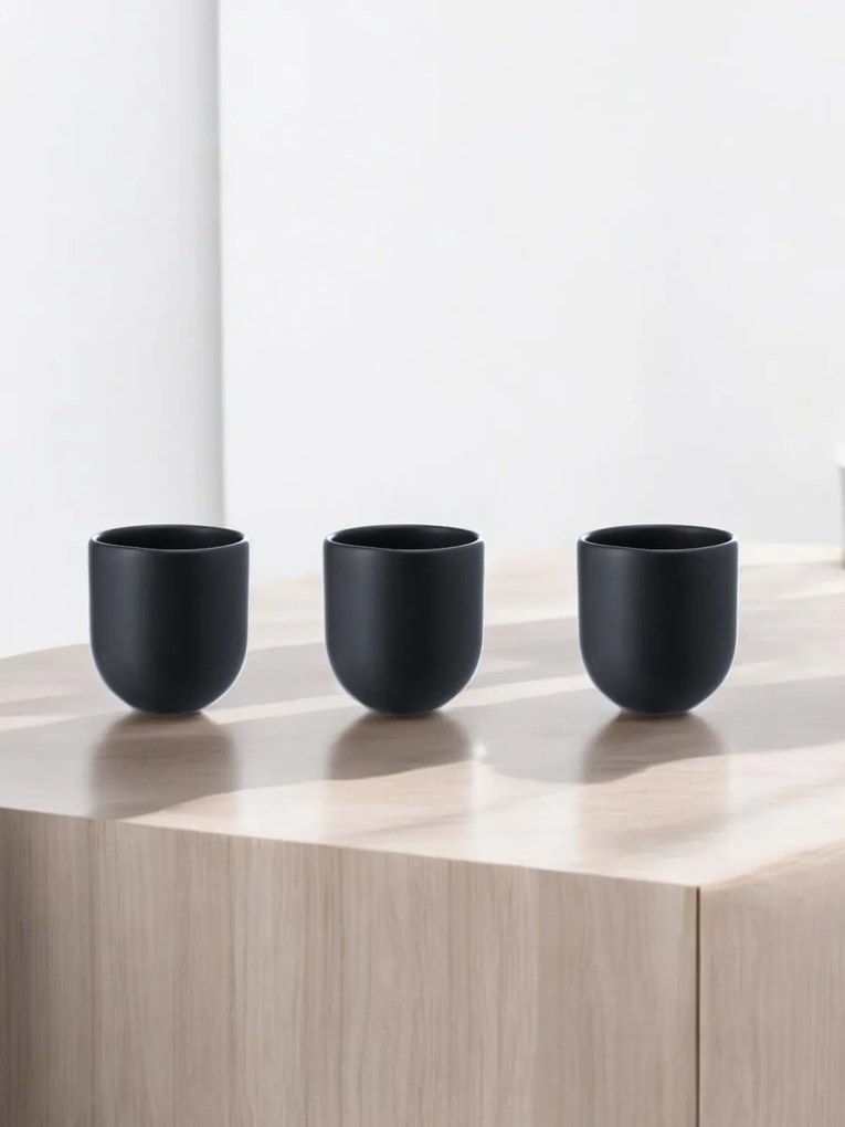 PAHAR CAFEA NOVUM VULCANO 150ML, NEGRU CARBON MAT (ESPRESSO, CAPPUCCINO) GRESIE GLAZURATA