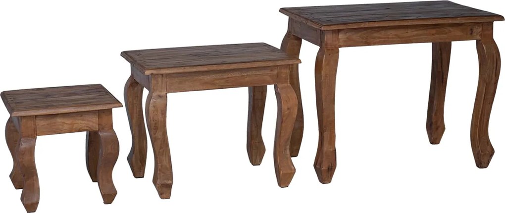 vidaXL Masa de cuibărit 3 pcs Maro Lemn masiv de mahon