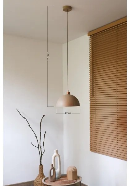 Duolla - Lustră suspendată pe cablu IRONLINE 1xE27/15W/230V, Ø 27 cm, bej/cupru