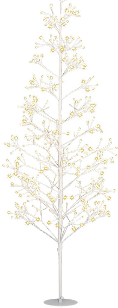 HOMCOM Brad Artificial de Crăciun cu 384 Lumini LED Albe și Crengi Pliabile din PP și Oțel, Ø20x180 cm, Alb | Aosom Romania