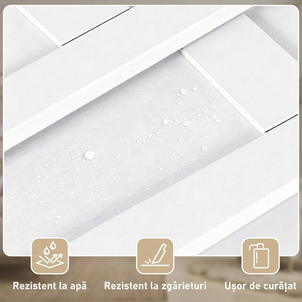 HOMCOM Ușă Glisantă Aplicată pe Perete 106.7x213.4 cm, Stil Shaker Industrial, Silențioasă, Impermeabilă, Albă | Aosom Romania
