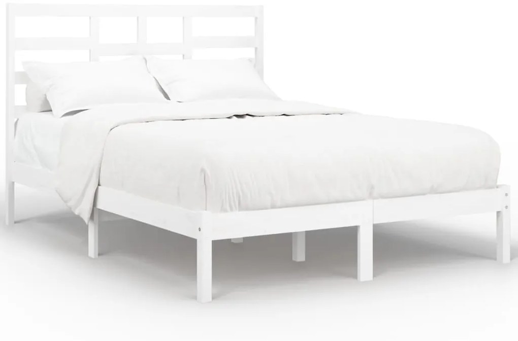 3105796 vidaXL Cadru de pat, alb, 140x200 cm, lemn masiv