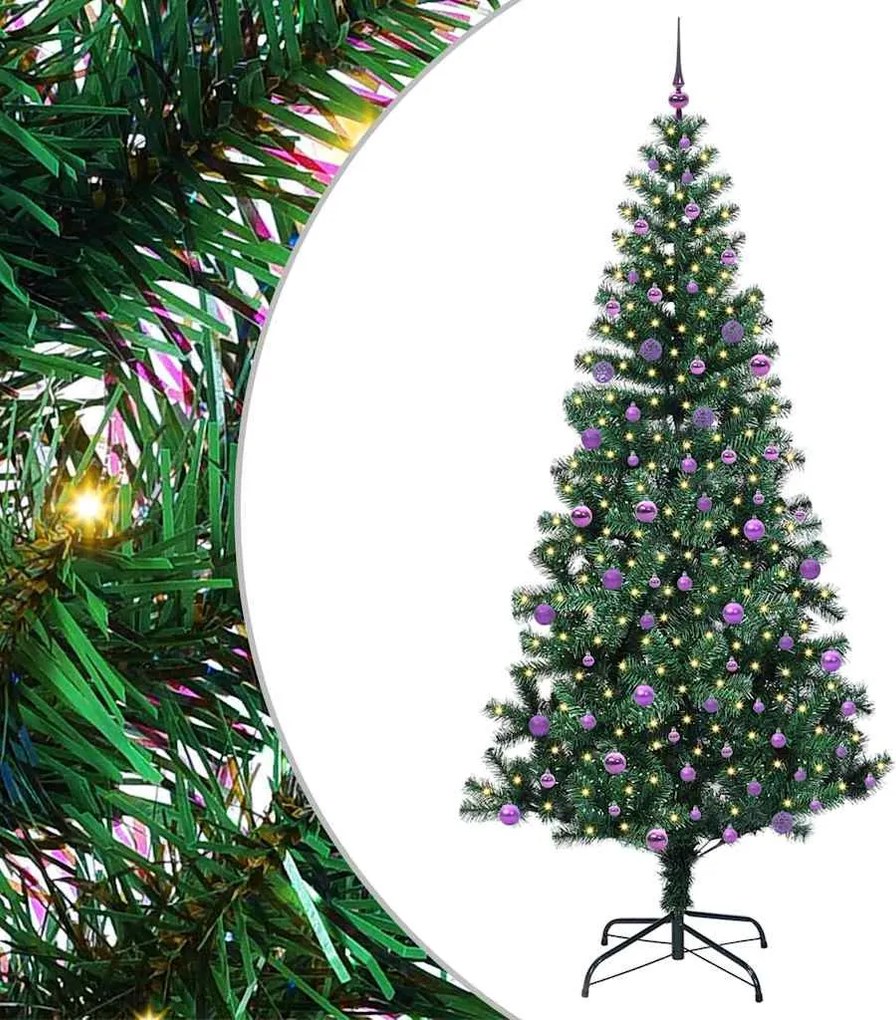 vidaXL Pom de Crăciun artificial pre-iluminat cu 300 LED Verde 240 cm