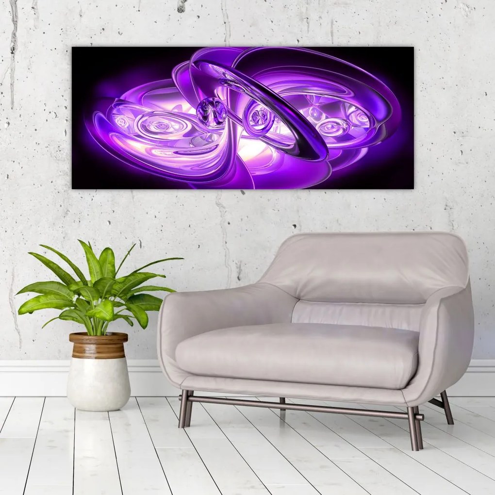 Tablou fractalilor în violet (120x50 cm), în 40 de alte dimensiuni noi