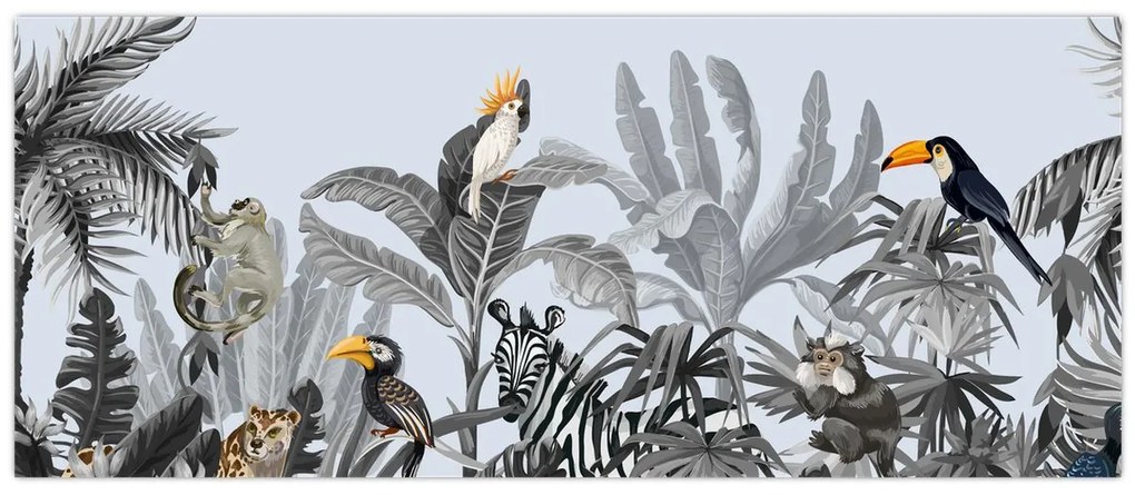 Tablou - Jungla ilustrată (120x50 cm)