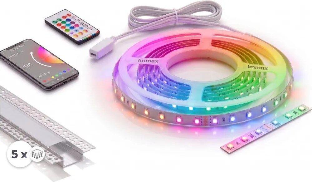 Set 1x bandă LED RGBW NEO LITE LED/24W/230V 5 m IP65 Wi-Fi + 5x profil de 1 m + telecomandă