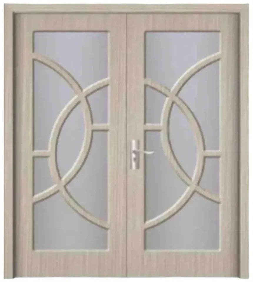 Usa Dubla de Interior din MDF Novo Doors ND220, Geam Sablat, Cadru din Lemn Masiv, KIT COMPLET, Toc , Manere si balamale incluse (Culoare: Wenge,