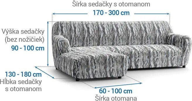 Gaico Huse bielastice OCEANO NOU gri-albăstrui canapea cu otoman stânga (l. 170 - 300 cm)