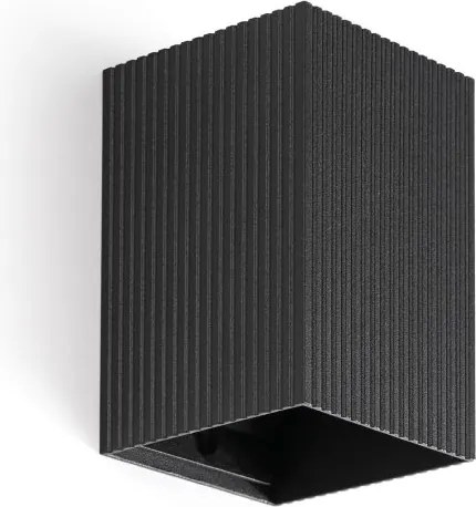 Aplica perete aluminiu striat negru, 1xGU10, LUNE square