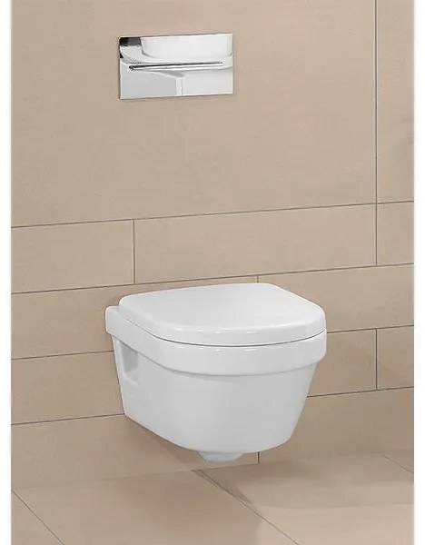 Set vas WC suspendat Villeroy & Boch, Architectura, compact, cu capac Soft Close, alb alpin