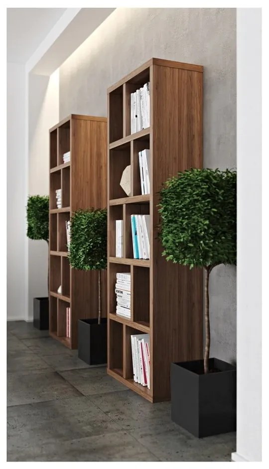 Bibliotecă în culoare naturală cu aspect de lemn de nuc 70x198 cm Berlin – TemaHome