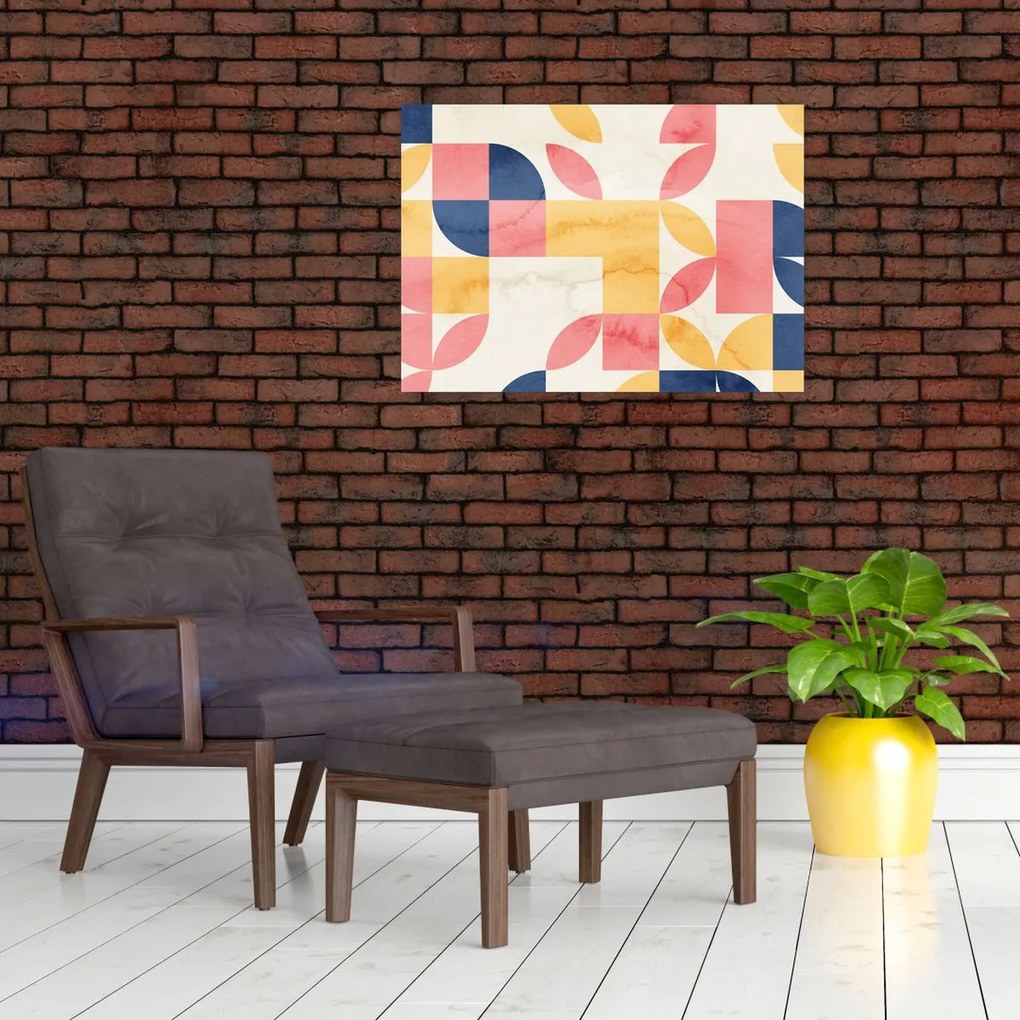 Tablou pe sticlă - Abstracție cu modele retro (70x50 cm)