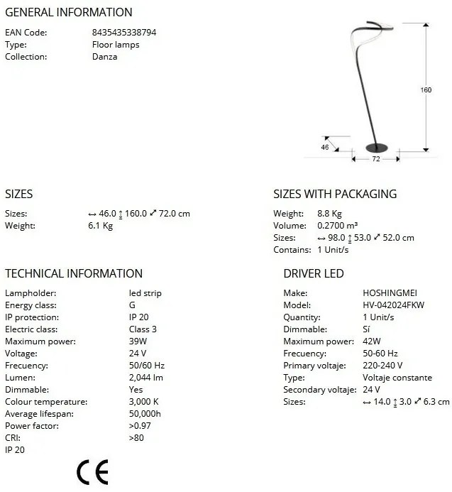 Lampadar LED design modern decorativ Danza