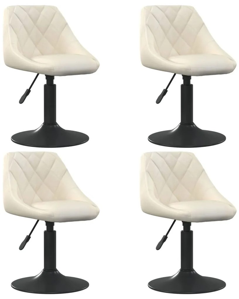 vidaXL Scaune de masă pivotante, 4 buc., crem, catifea